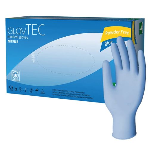 GLOVTEC PREMIUM Rękawice nitrylowe niebieskie, rozmiar XL, 100 sztuk