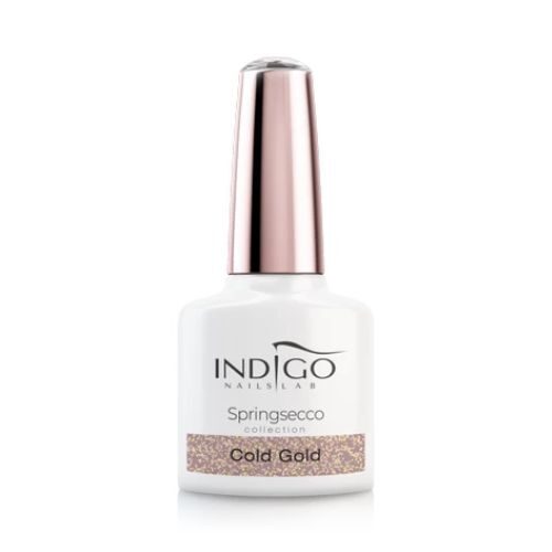 złoty brokatowy lakier hybrydowy indigo Cold Gold