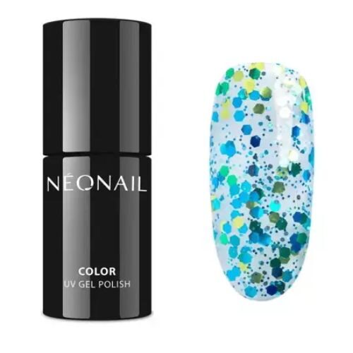 niebieski brokatowy lakier hybrydowy neonail Crazy Darling