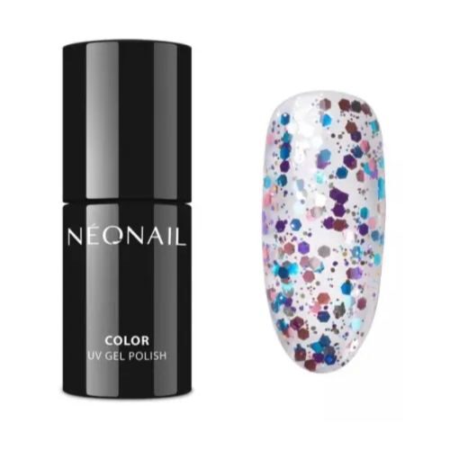 fioletowy brokatowy lakier hybrydowy neonail Crazy Confetti