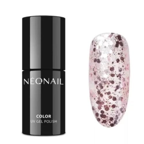 różowy brokatowy lakier hybrydowy neonail Rose Confetti
