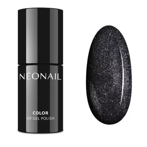 czarny brokatowy lakier hybrydowy neonail Venezian Mask