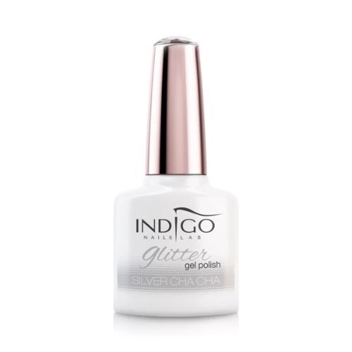 srebrny brokatowy lakier hybrydowy indigo Silver Cha Cha